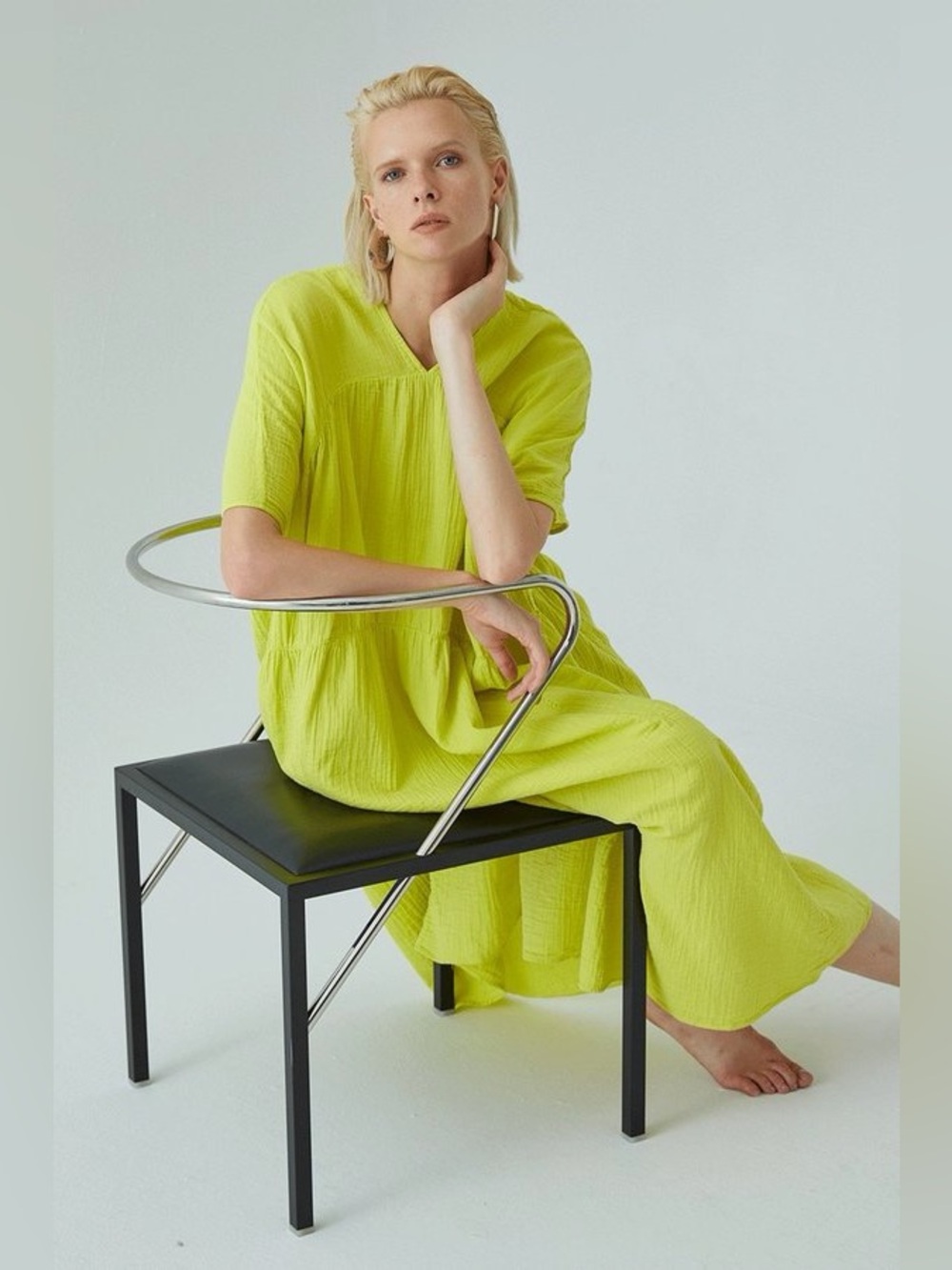 Atelier Delphine Lihue Dress Lime Neon Yellow